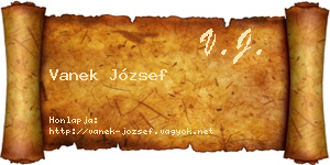 Vanek József névjegykártya