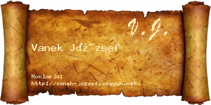 Vanek József névjegykártya